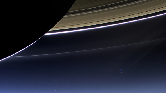 NASA's Cassini spacecraft captures Saturn's rings and our planet Earth and its moon in the same frame. Image Credit:  NASA/JPL-Caltech/Space Science Institute